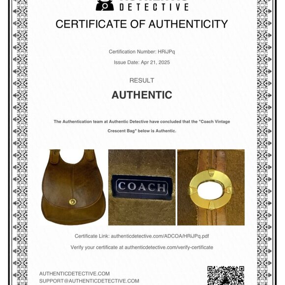 RARE Coach Crescent Shoulder Bag 9235 Pre-Creed Metal Tag Brown Leather 1972-73 - Picture 14 of 15